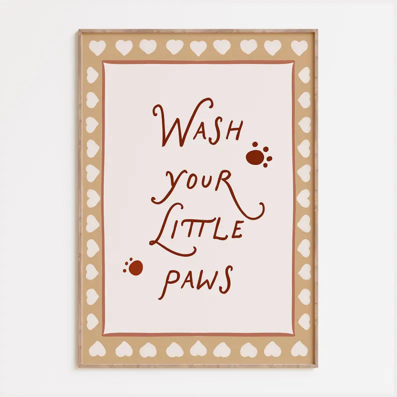 Wash Your Paws Bathroom Print