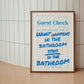 Blue Bathroom Guest Check Print
