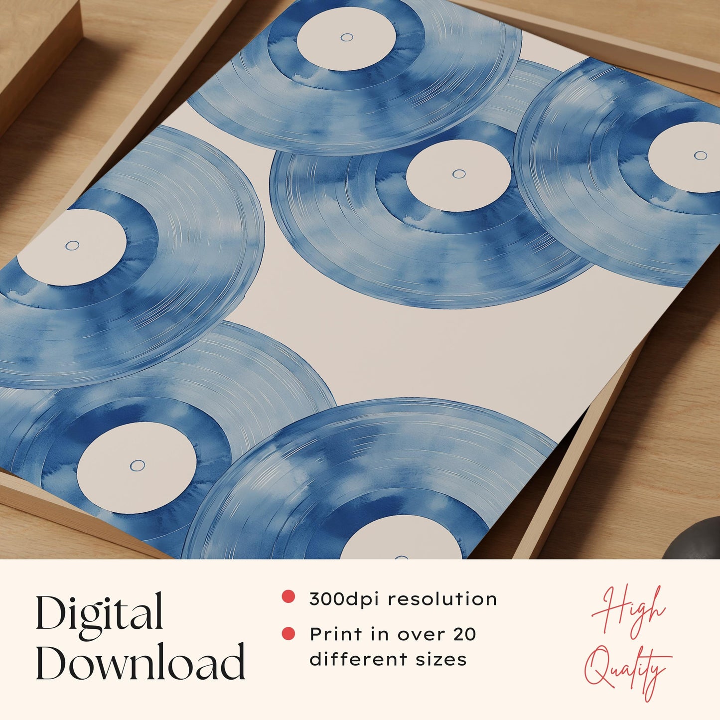 Blue Vinyl Record Print