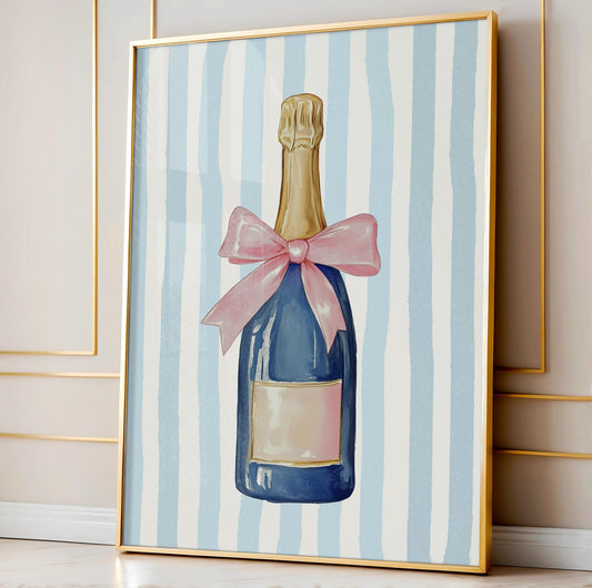 Champagne Bottle Watercolor Print