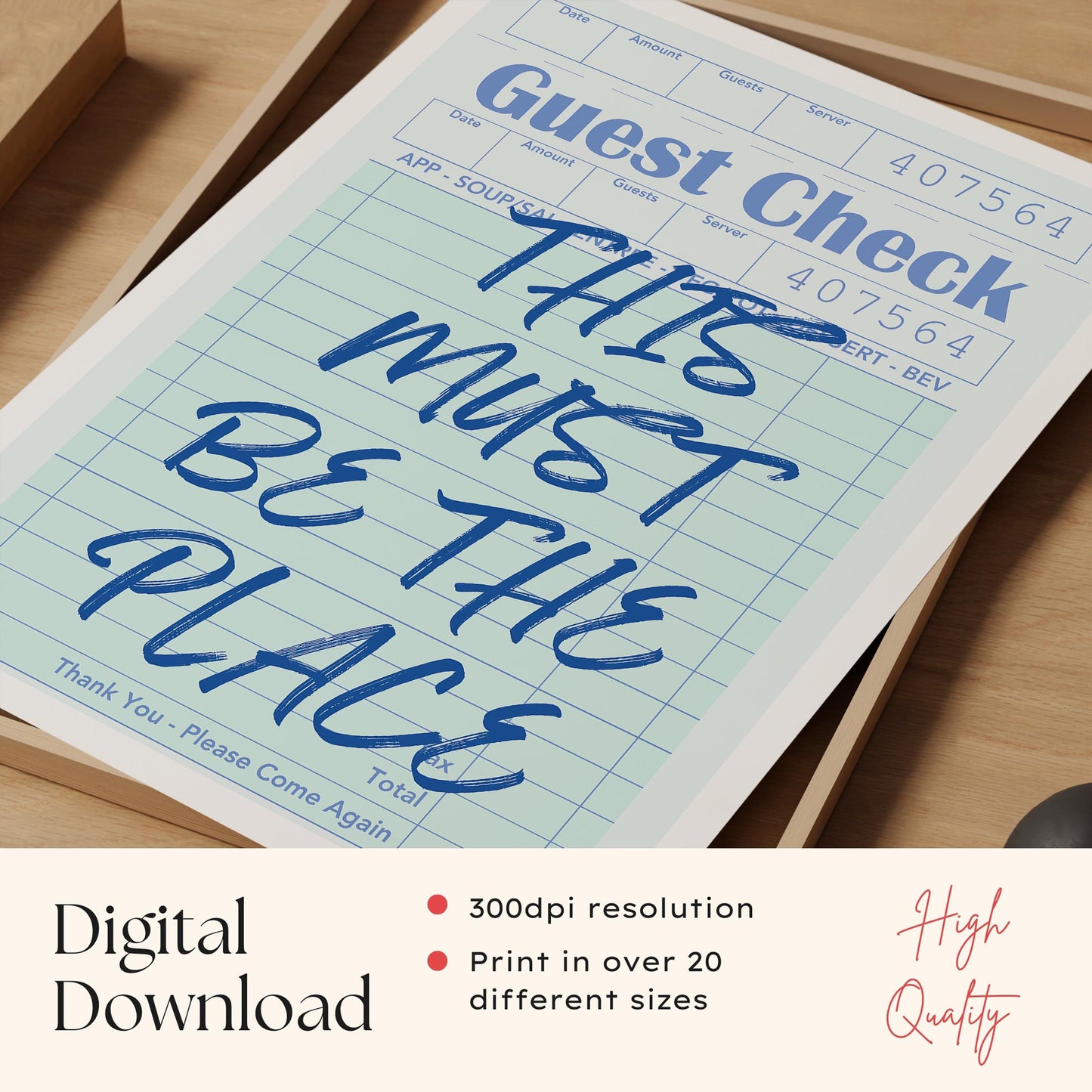 Guest Check Print 'This Must Be The Place'