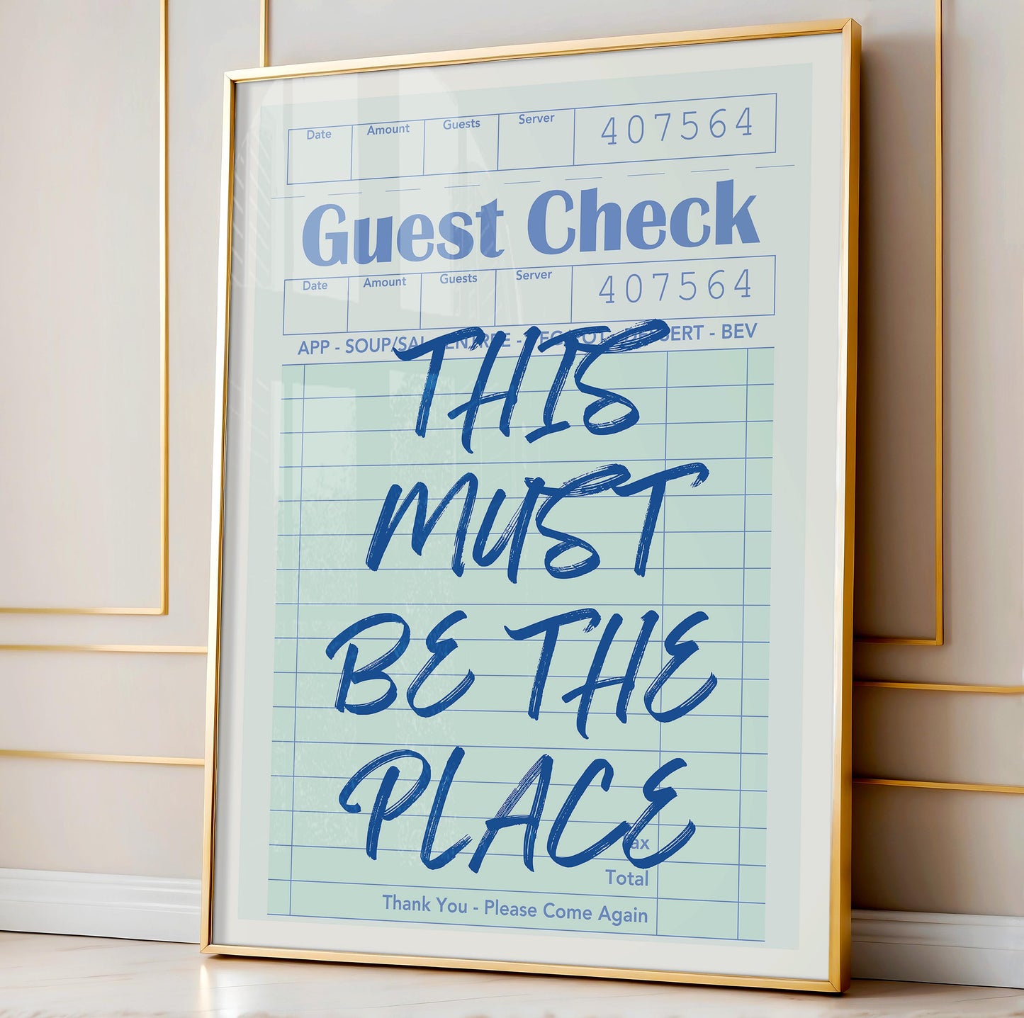 Blue Guest Check Print