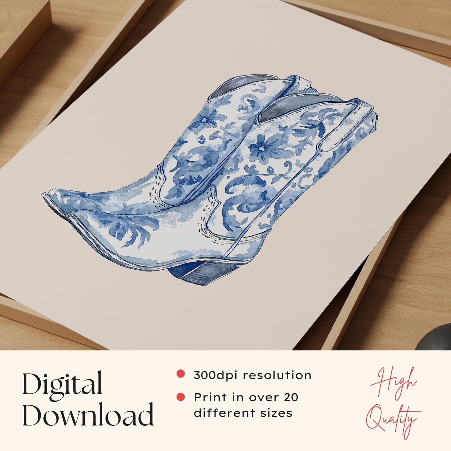 Chinoiserie Cowgirl Boot Print