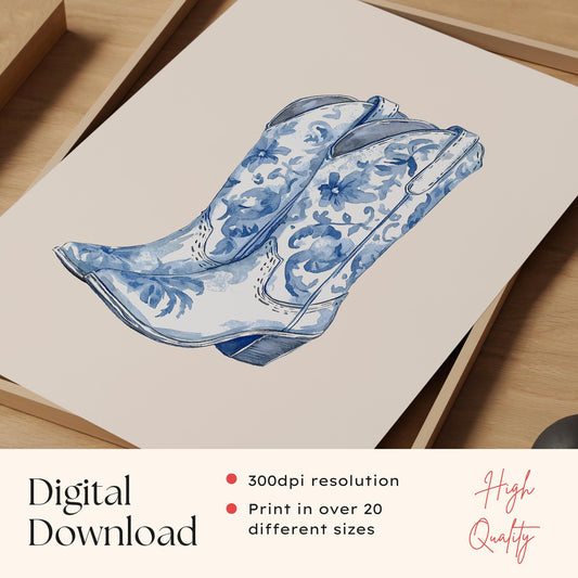 Chinoiserie Cowgirl Boot Print