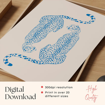 Blue Cheetah Retro Print