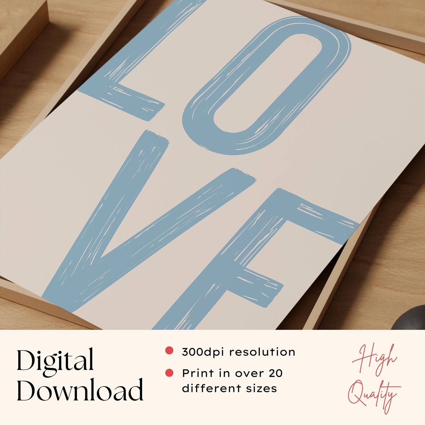 Blue Love Quote Print