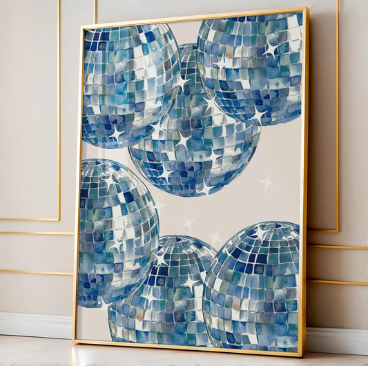 Navy Disco Ball Print