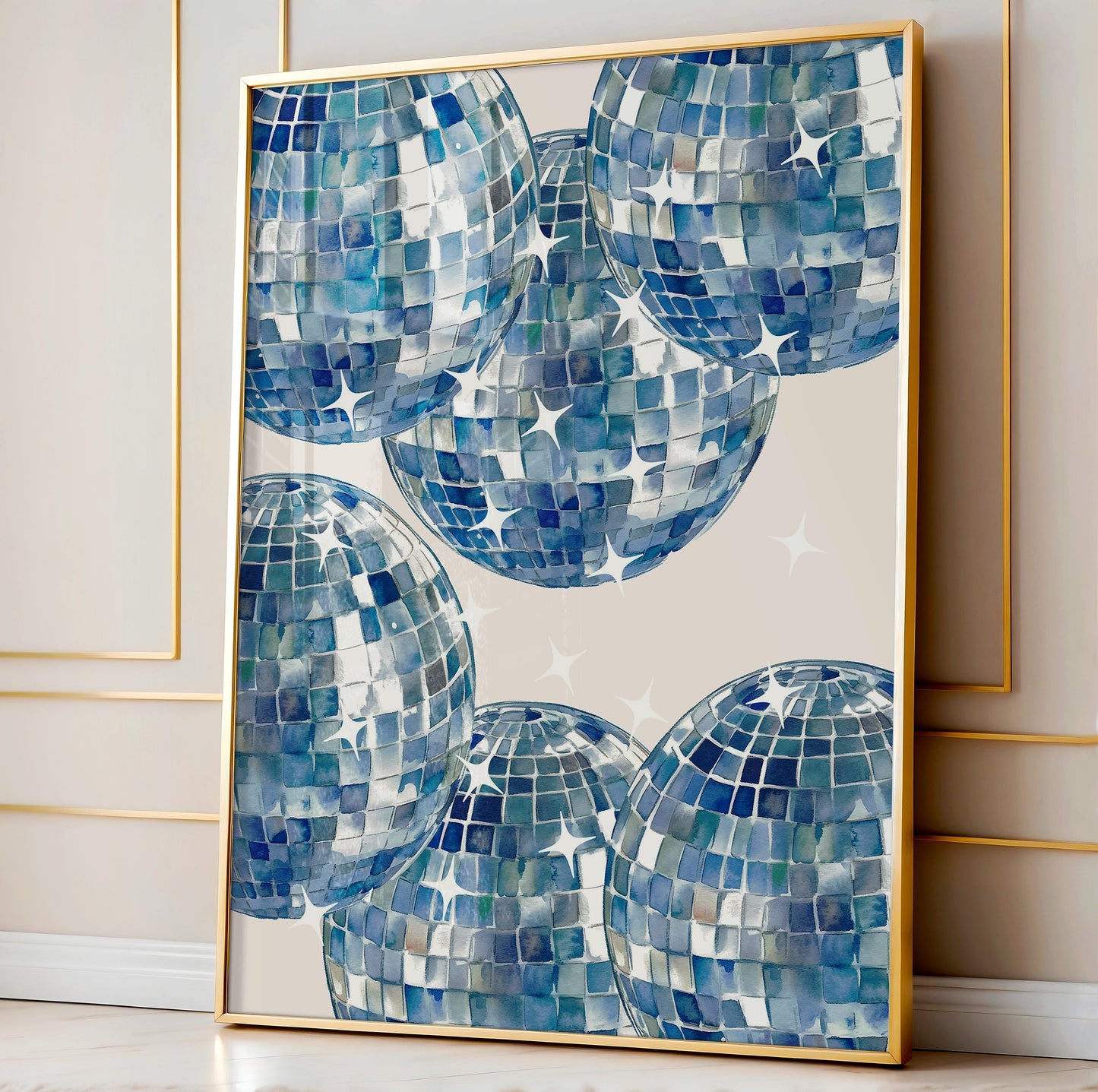 Navy Disco Ball Print