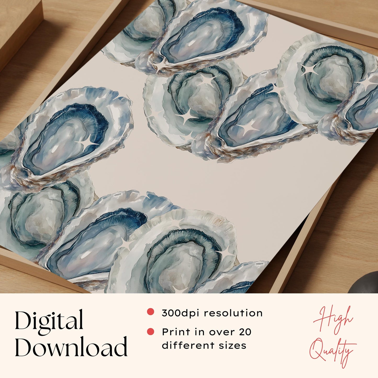 Blue Oyster Print