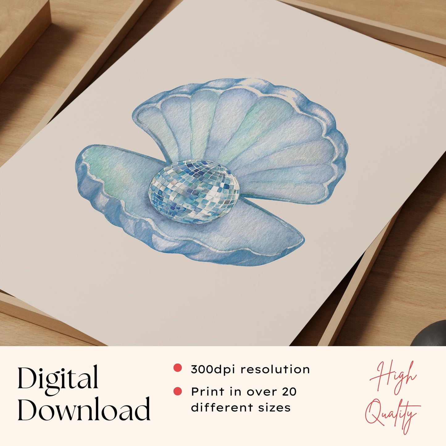 Clam Disco Ball Print