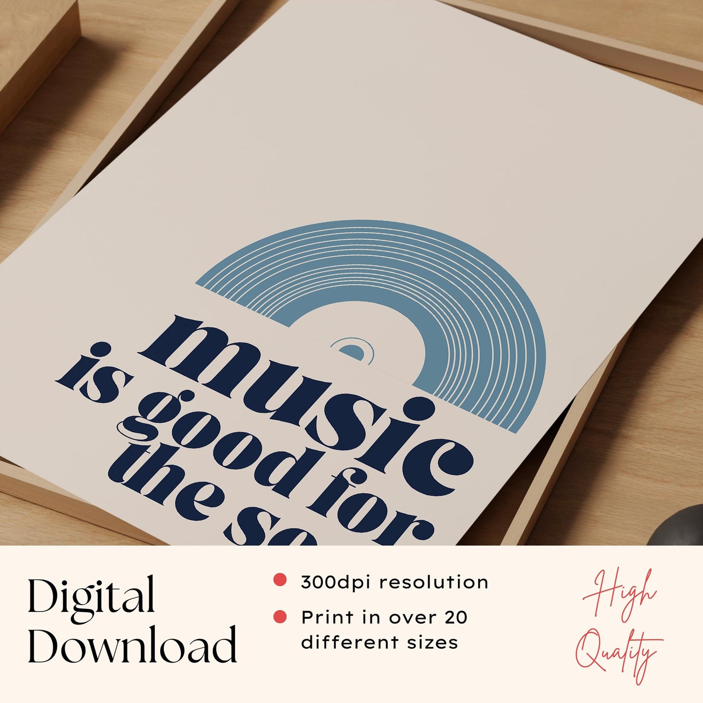 Blue Music Quote Print