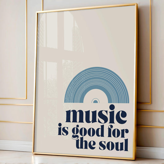 Blue Music Quote Print