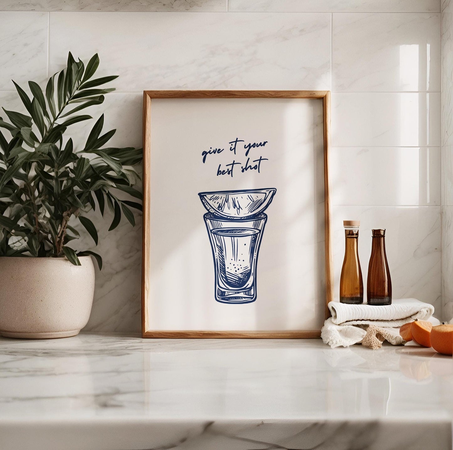 Blue Bar Cart Print