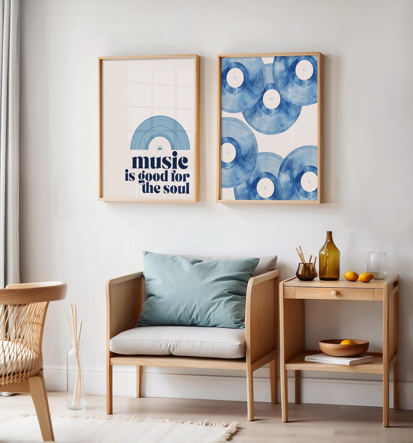 Blue Vinyl Record Prints Set