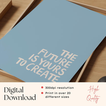 Blue Inspirational Quote Print