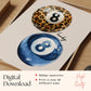 Leopard & Navy 8 Ball Print
