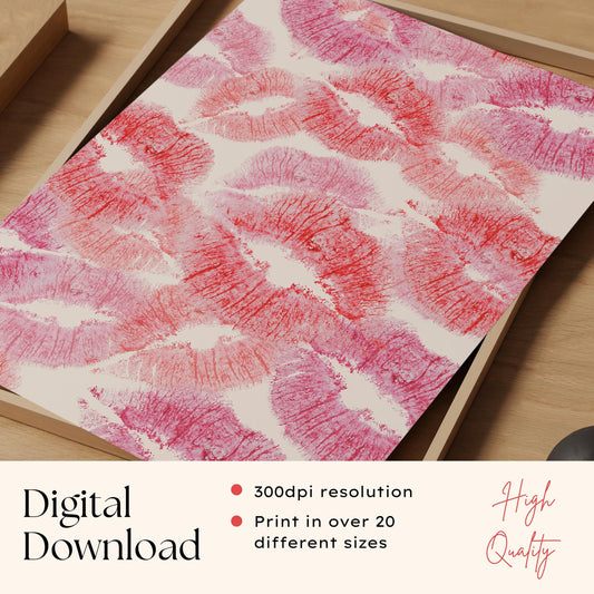Pink Lips Kiss Print