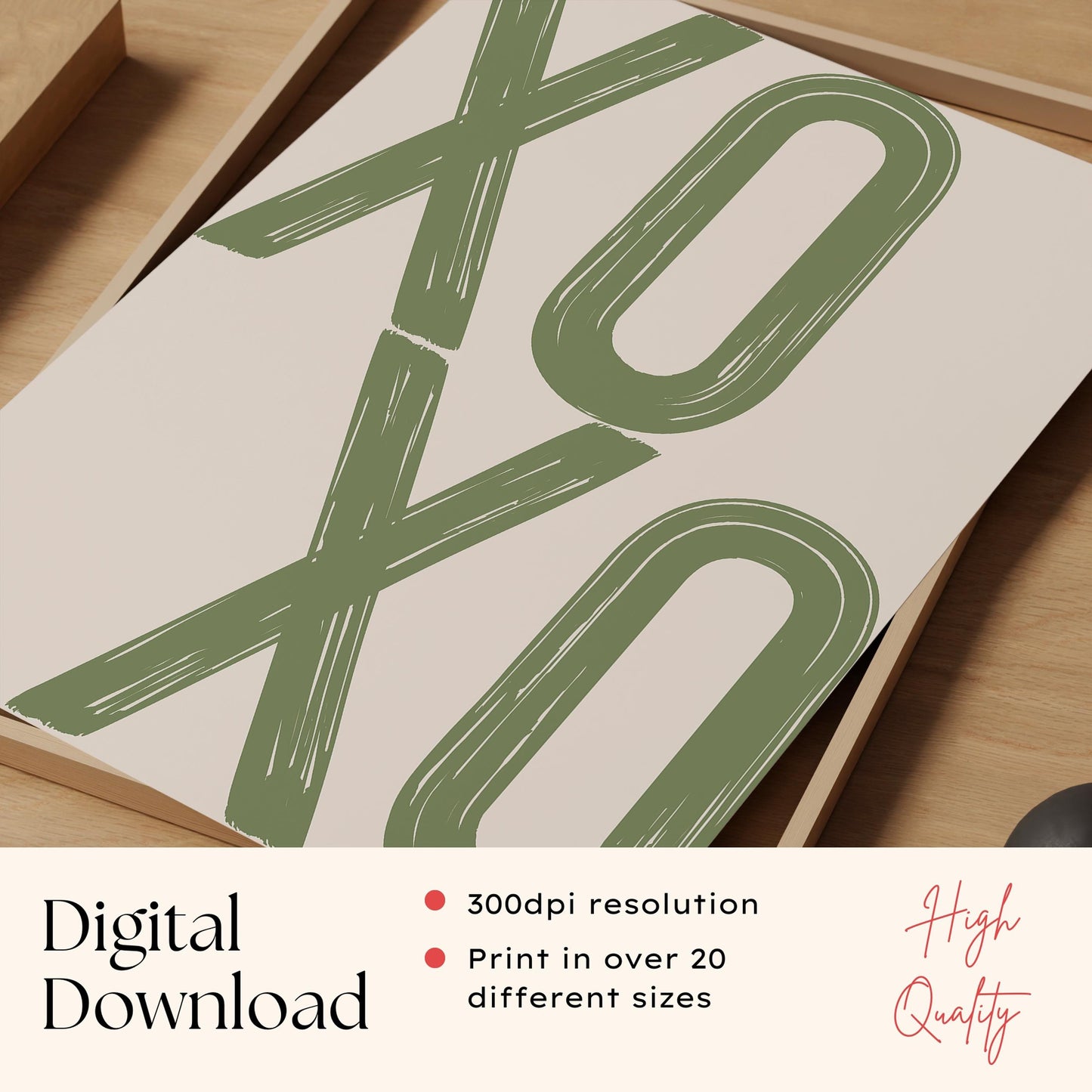 Sage Green XOXO Quote Print
