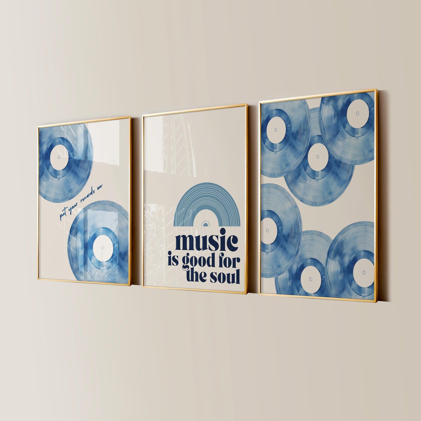 Music Vinyl Set Of 3 Prints