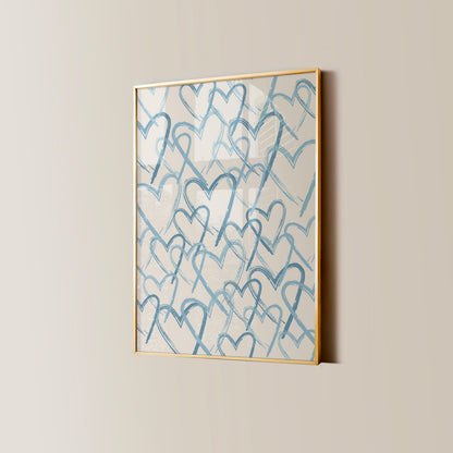 Blue Hearts Collage Print