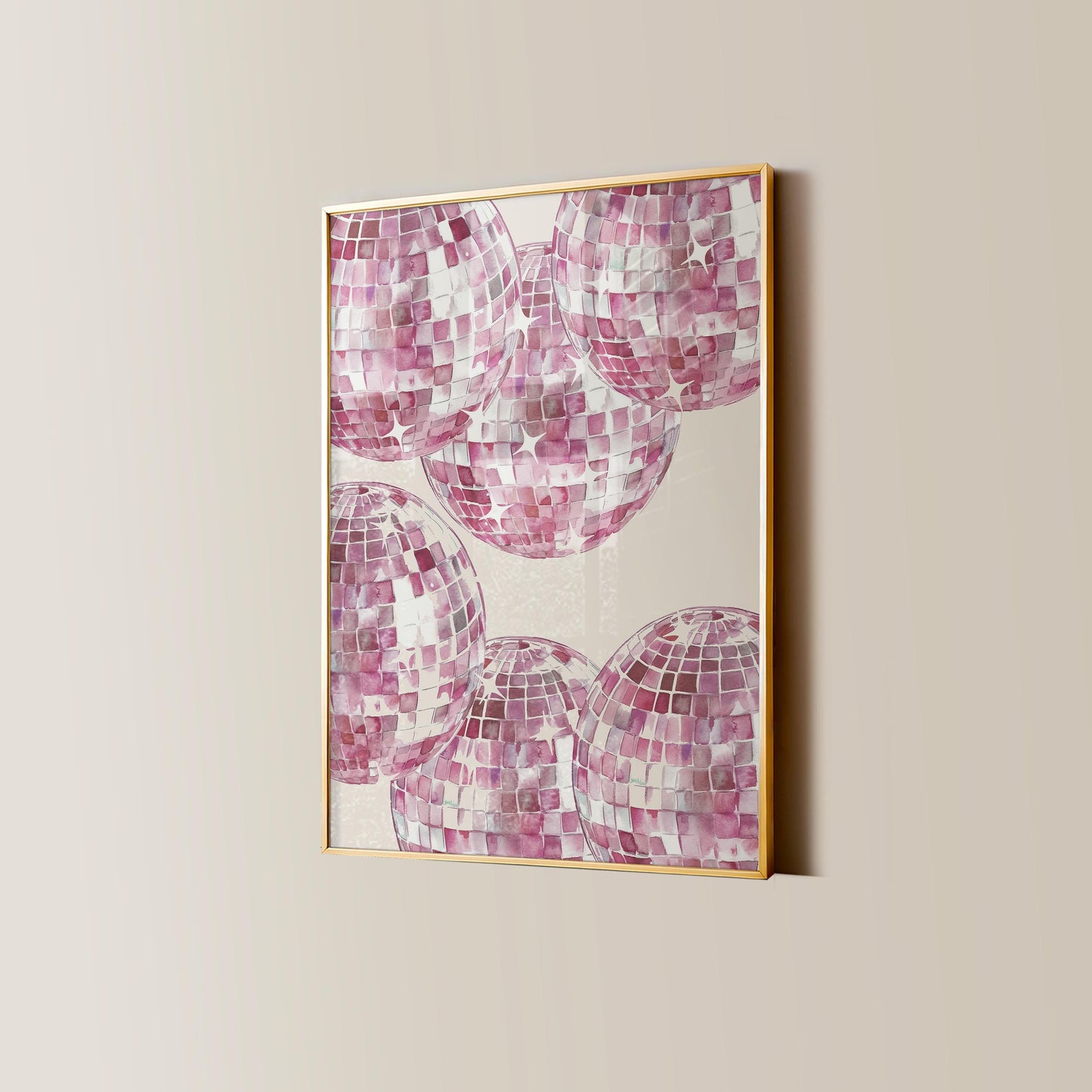 Pink Disco Ball Print