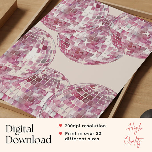 Pink Disco Ball Print