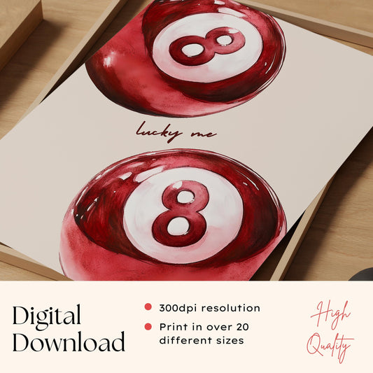 Red 8 Ball Watercolor Print