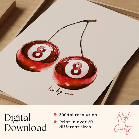 Pool Ball Cherry Print