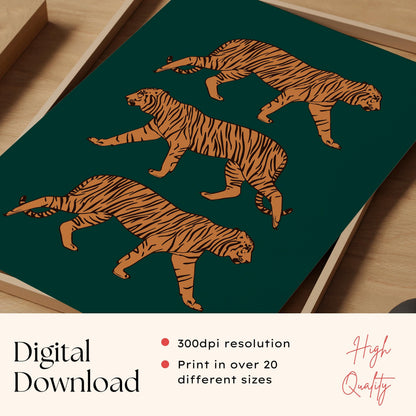 Emerald Green Tiger Print
