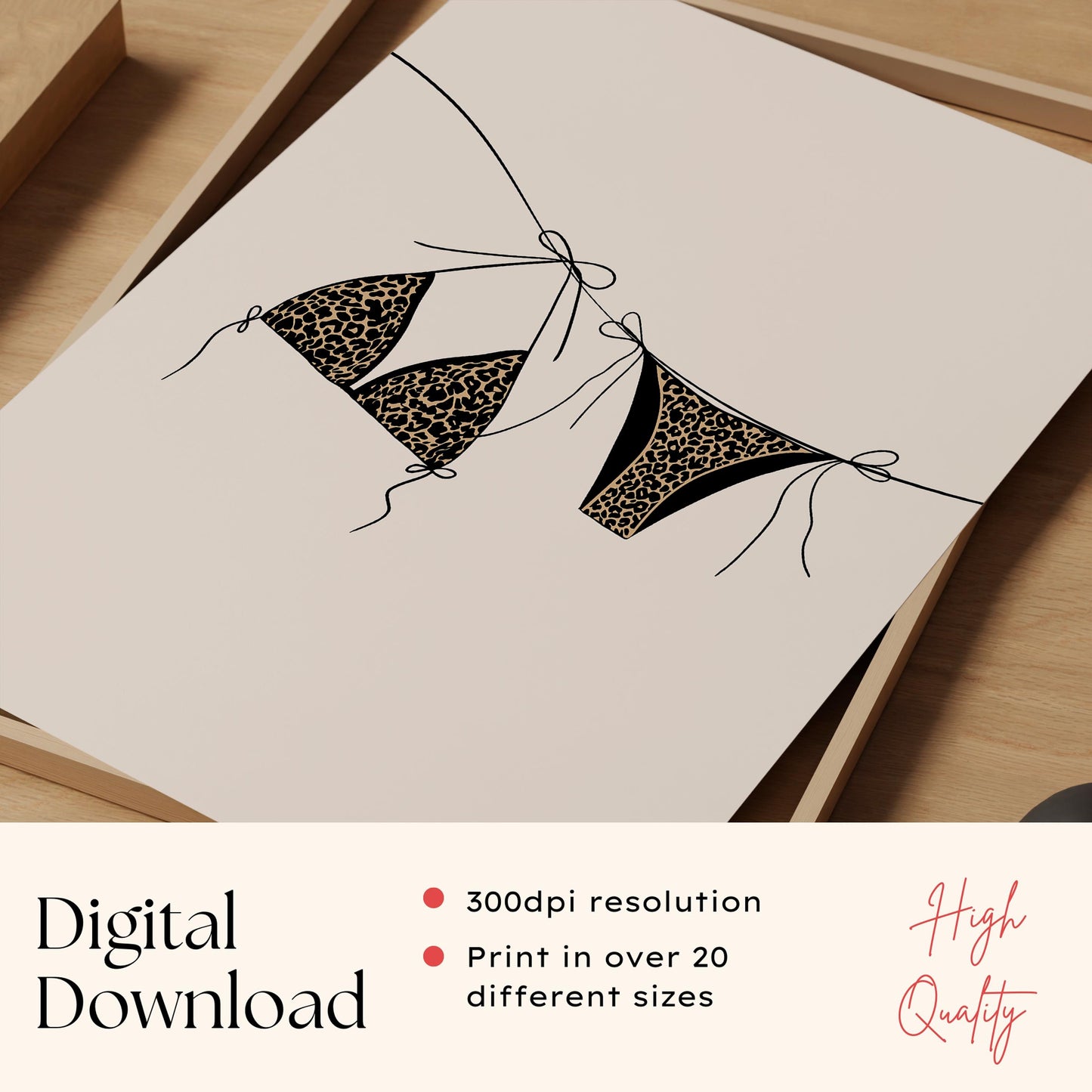 Leopard Bikini Line Art Print