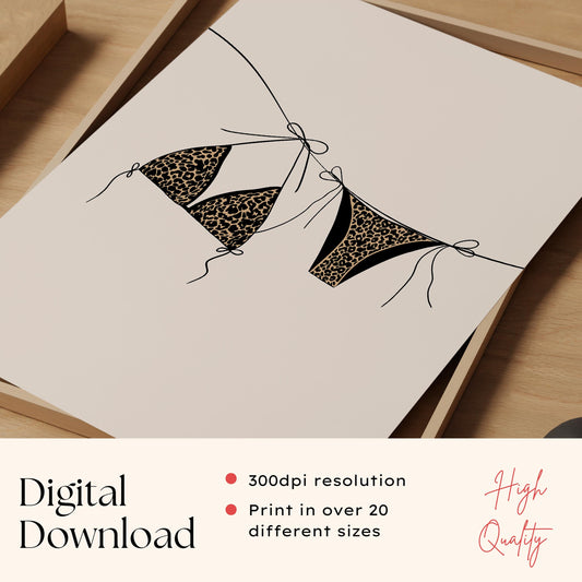 Leopard Bikini Line Art Print