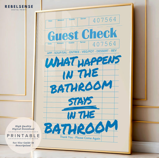 Blue Bathroom Guest Check Print