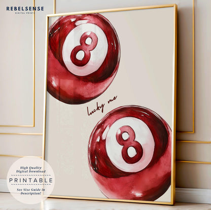 Red 8 Ball Watercolor Print