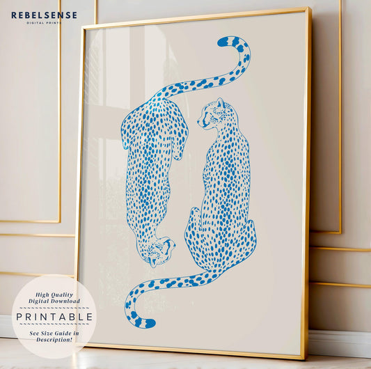 Blue Cheetah Retro Print