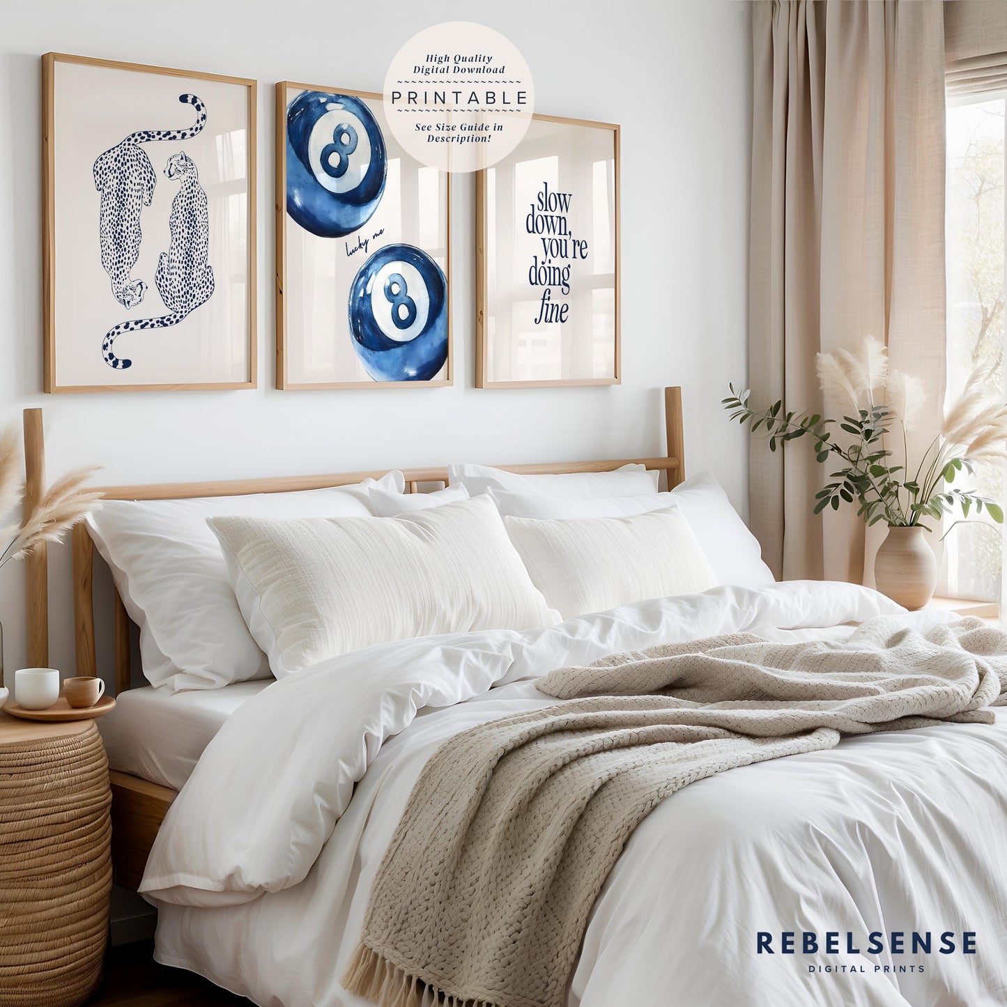 Navy Blue Set Of 3 Prints