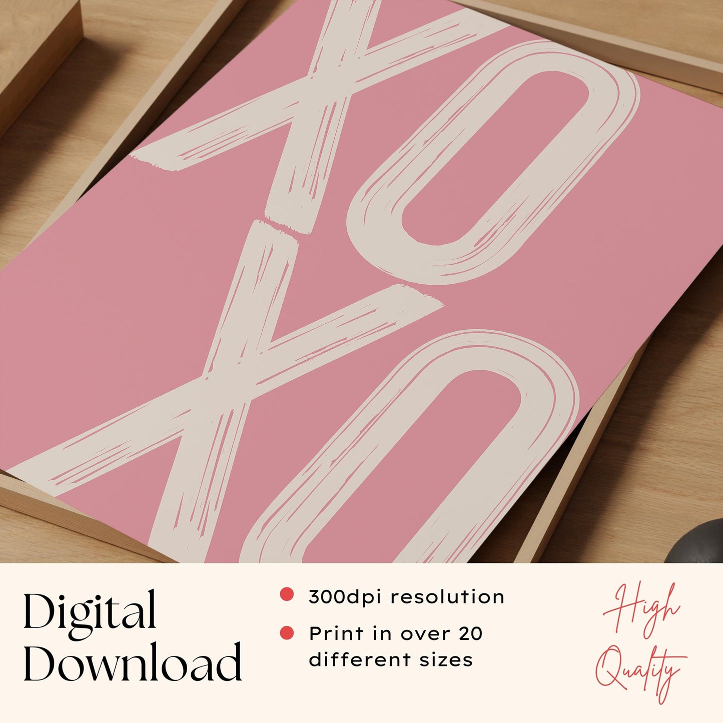 XOXO Quote Print Pink
