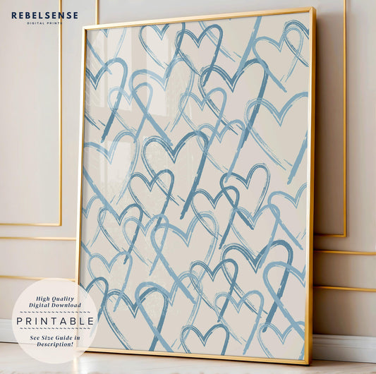 Blue Hearts Collage Print