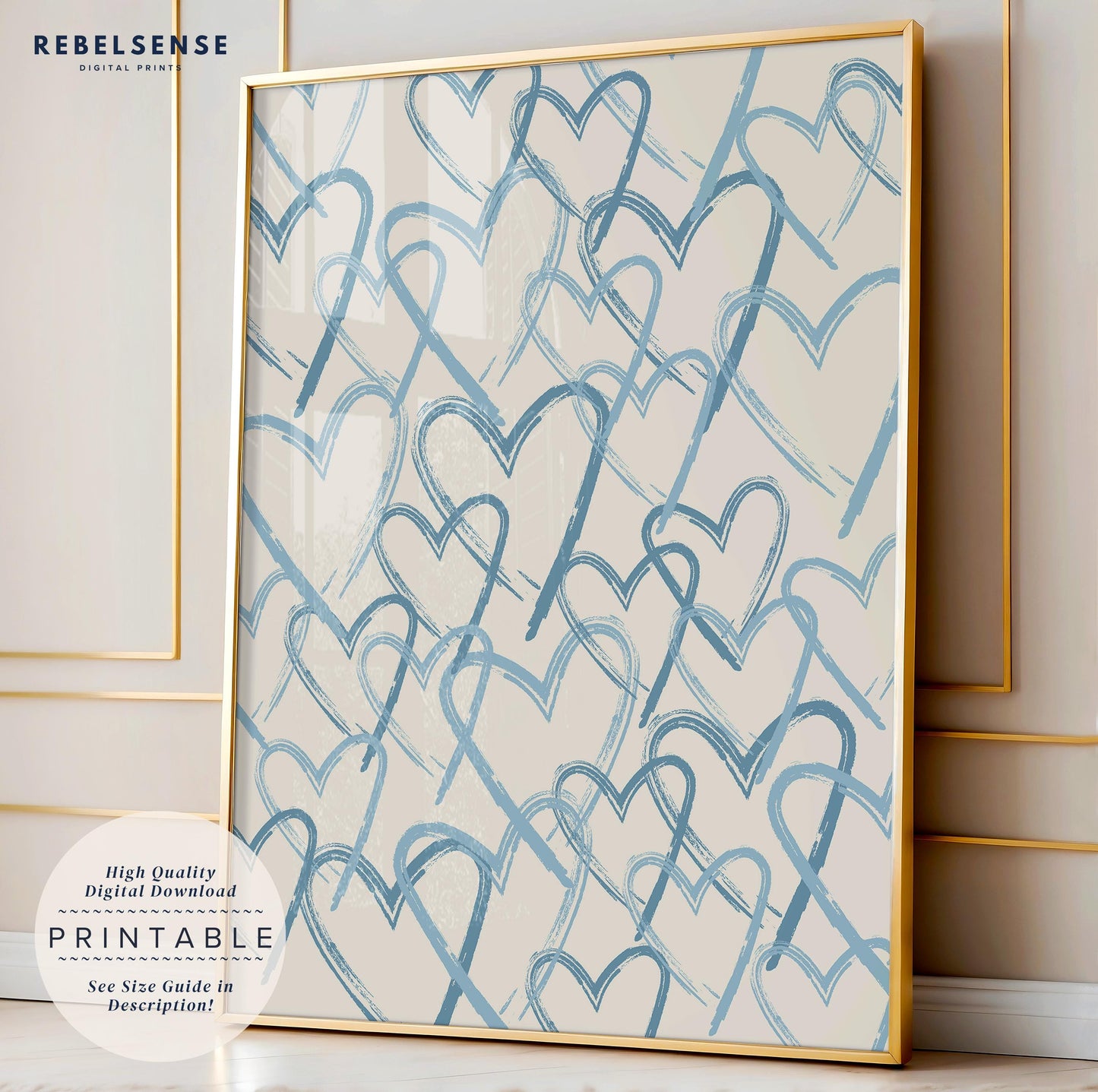 Blue Hearts Collage Print
