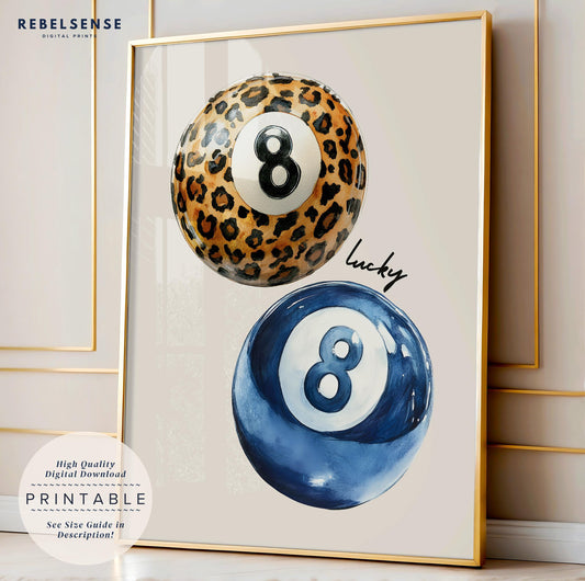 Leopard & Navy 8 Ball Print