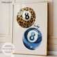 Leopard & Navy 8 Ball Print