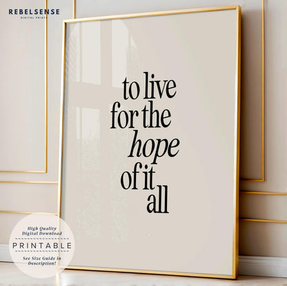 Hope of It All Song Lyric Print