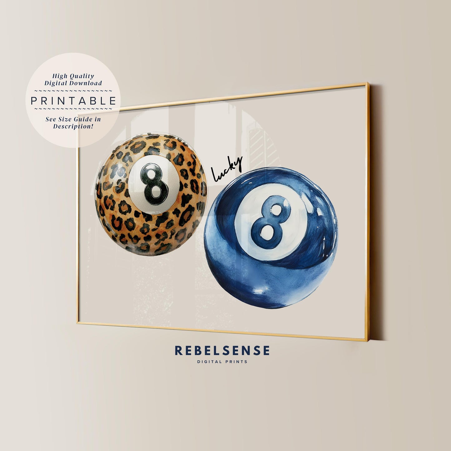 Leopard & Blue 8 Ball Print