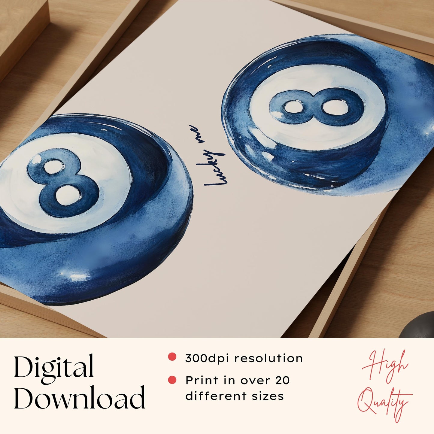 Blue 8 Pool Ball Print