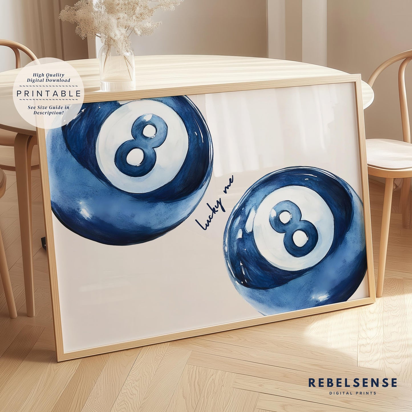 Blue 8 Pool Ball Print