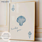 Blue Seashell Playing Card Print