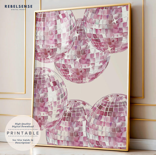 Pink Disco Ball Print