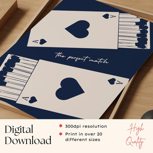 Blue Ace Card Matchbox Print
