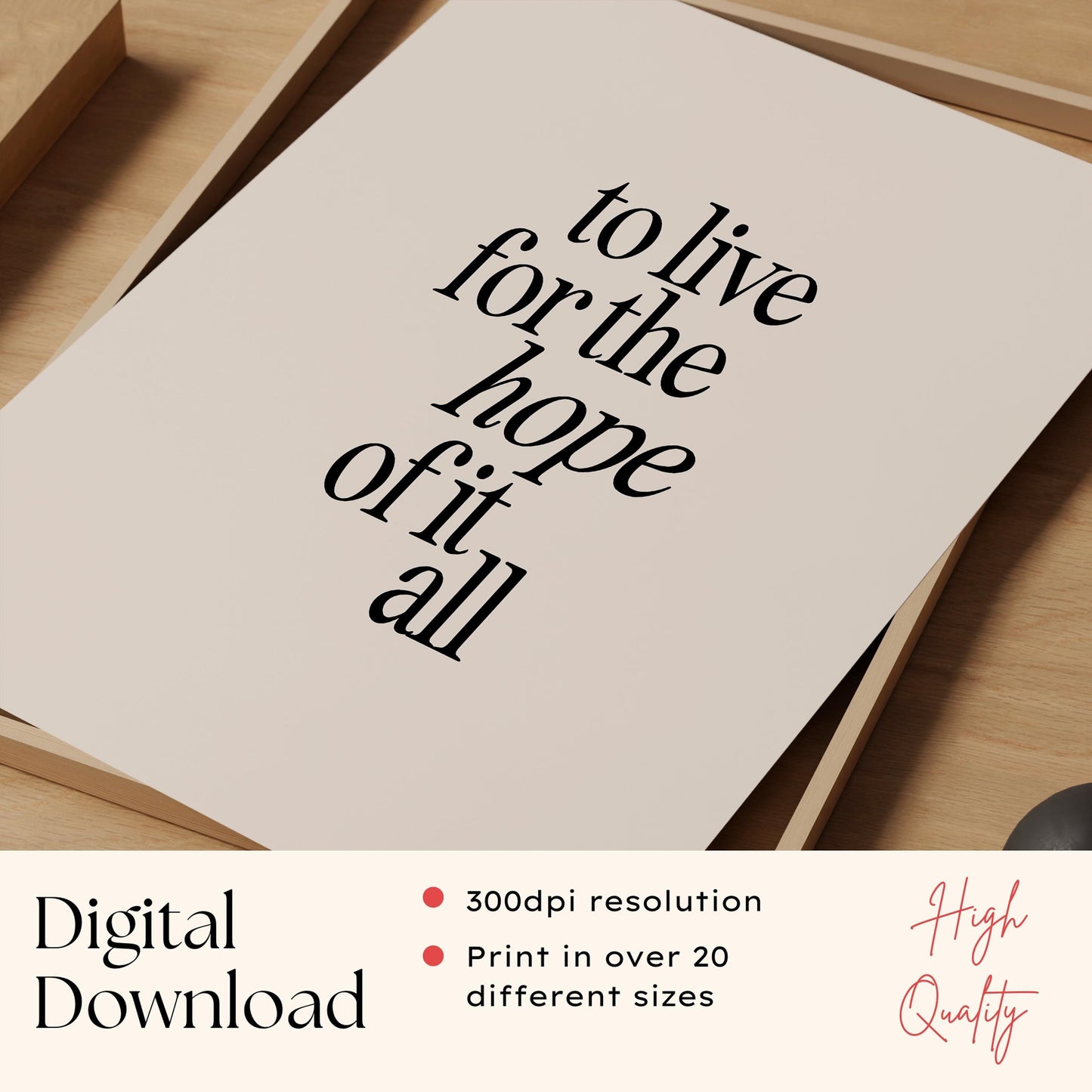 Hope of It All Song Lyric Print