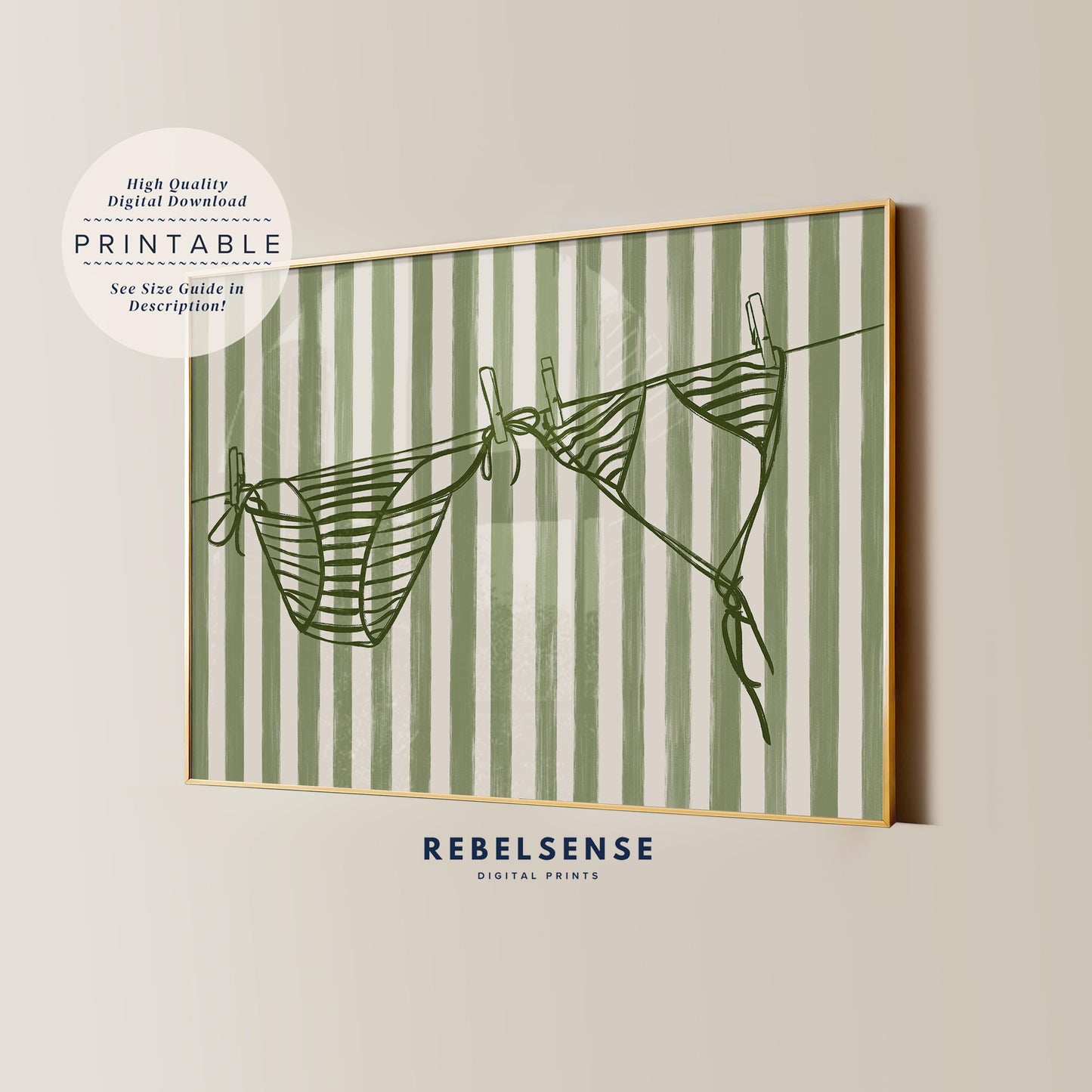 Sage Green Bikini Print