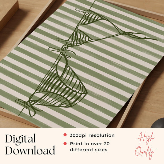 Sage Green Bikini Print